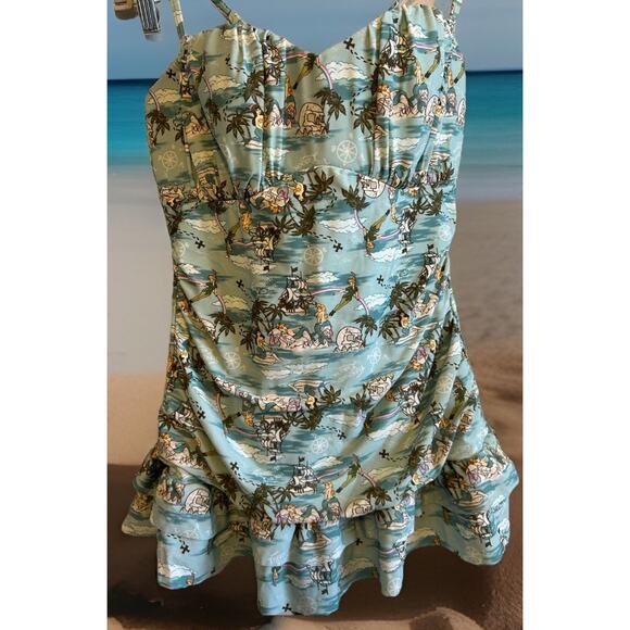 Hot Topic Peter Pan Mermaid Swimsuit Women’s L Retro Rockabilly Disney One Piece - Picture 1 of 16